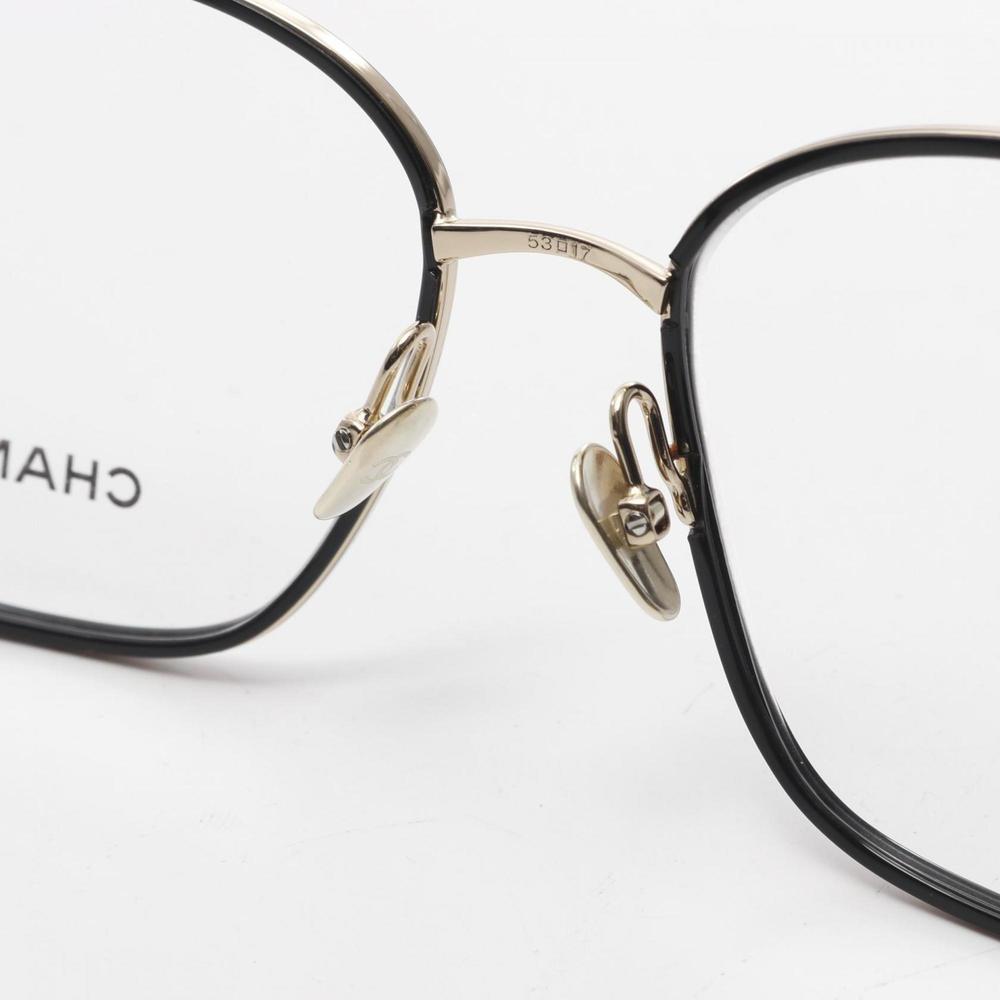 CHANEL Square Shape Optical Glasses, Plastic, GP, Women's, Black and Gold, 22... - Picture 6 of 9